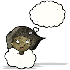 cartoon girl with head in clouds N5