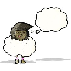 cartoon girl with head in clouds N6