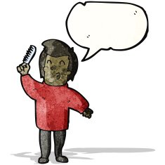 cartoon man combing hair N5