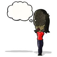 cartoon woman with thought bubble N38