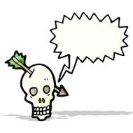 cartoon skull and arrow