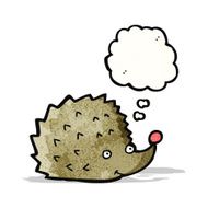 cartoon hedgehog with thought bubble N10