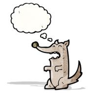cartoon wolf with thought bubble N26