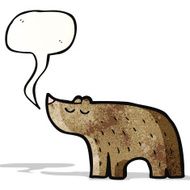 cartoon bear with speech bubble N23