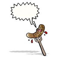 cartoon sausage on fork N5