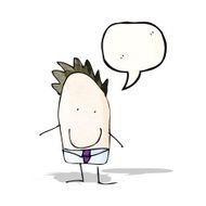 child&#039;s drawing of a dad with speech bubble cartoon