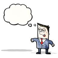cartoon businessman with thought bubble