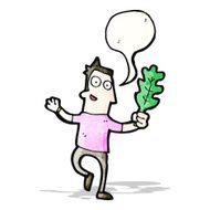 cartoon man with leaf N5