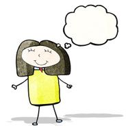 child&#039;s drawing of a woman with thought bubble