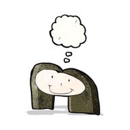 child's drawing of a happy female face with thought bubble N3