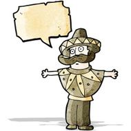 cartoon man in mexican poncho costume