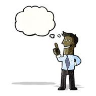 cartoon businessman with brilliant idea