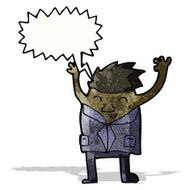 cartoon man jumping out of suit