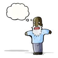 cartoon old man with thought bubble N26