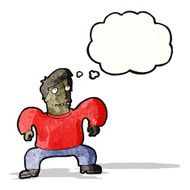cartoon man squatting like crab