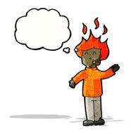 Cartoon Man With Head On Fire N4