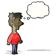 cartoon boy with thougth bubble