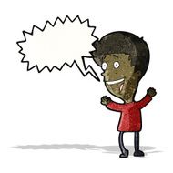 excited cartoon boy