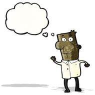 happy cartoon man in shirt with thought bubble
