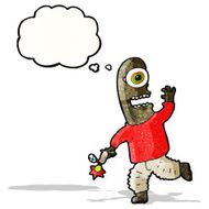 cartoon mutant man with thought bubble