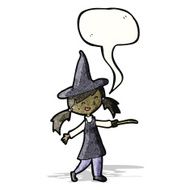 cartoon witch girl casting spell