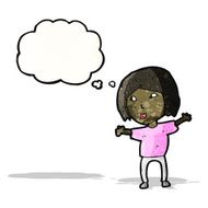 cartoon woman with thought bubble N46