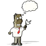 cartoon businessman waving white flag
