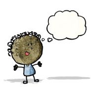 cartoon doodle woman with thought bubble