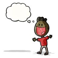 cartoon happy man with thought bubble N505