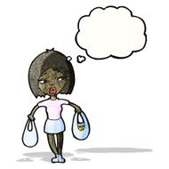 Cartoon Woman Carrying Shopping Bags N3