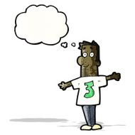 cartoon man in number three shirt N3