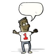 cartoon man in number 1 shirt