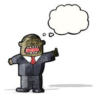 cartoon boss with thought bubble