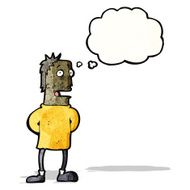 cartoon nervous man with thought bubble N151