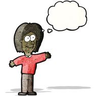 cartoon happy man with thought bubble N506