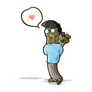 cartoon romantic man with flowers N2