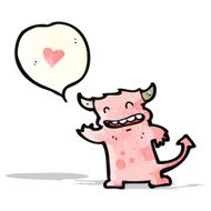 cartoon little monster with love heart