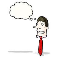 cartoon businessman&#039;s head with thought bubble