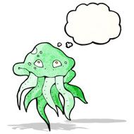 cartoon jellyfish with thought bubble