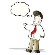 cartoon salesman with thought bubble N12