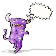 cartoon little devil with speech bubble N25