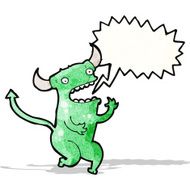 cartoon little devil with speech bubble N26