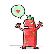 cartoon little swamp monster in love