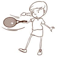 Simple sketch of a female tennis player