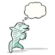 cartoon fish with thought bubble N105