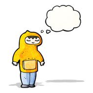 cartoon boy in hooded sweatshirt with thought bubble N2