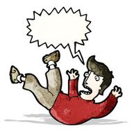 cartoon falling man with speech bubble