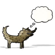 cartoon wolf with thought bubble N28