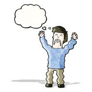 frightened man with thought bubble cartoon N3