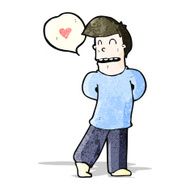 cartoon shy man with love heart